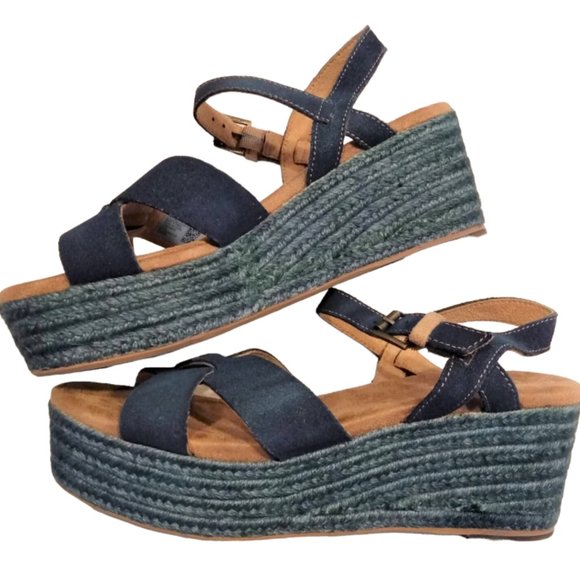 TOMS espadrille wedge platform woven sandals, size 8.5 - Picture 3 of 7